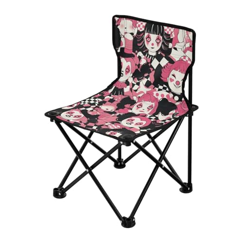 Camping Wanderstuhl Schwarz und Rosa Japanische Cartoon Puppe Tragbare Stühle für Erwachsene Inklusive Tragetasche von sanluoli