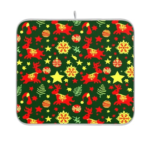 Christmas Deco Ball Deer Dish Drying Mat Dish Draining Mat for Kitchen Theke Drain Matte Kitchen Dry Mat 16 x 18 von sanluoli