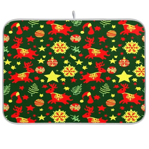 Christmas Deco Ball Deer Dish Drying Mat Drying Mat Kitchen Theke Dish Dryer Matte Heat Resistant Kitchen Mat Extra Large Drying Mat for Dish 18 x 24 von sanluoli