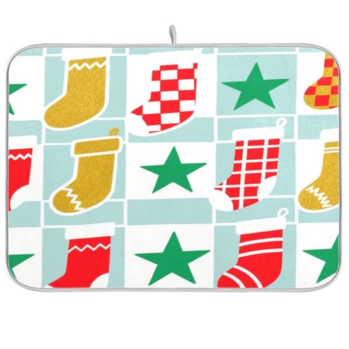 Christmas Socks White Plaid Drying Dish Mat Dish Draining Mat for Kitchen Theke Dish Drying Matte Dishwashing Tumble Mat XL Microfiber Dish Drying Mat 18 x 24 Christmas Socks White Plaid Drying Dish Mat Dish Draining Mat for Kitchen Theke Dish Drying Matte Dishwashing Tumble Mat XL Microfiber Dish Drying Mat 18 x 24 von sanluoli