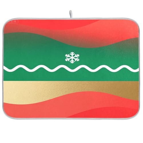 Christmas Waves Red Drying Dish Mat Kitchen Theke Zubehör Geschirrabtropfgestell mit Matte, saugfähige Küchenmatte, große Abtropfmatte, 45,7 x 61 cm Christmas Waves Red Drying Dish Mat Kitchen Theke Zubehör Geschirrabtropfgestell mit Matte, saugfähige Küchenmatte, große Abtropfmatte, 45,7 x 61 cm von sanluoli