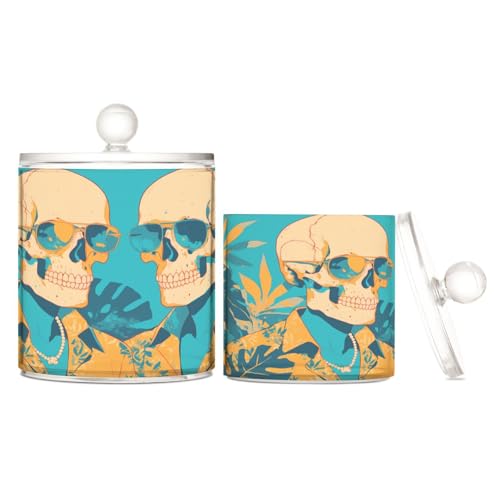 Cool Human Skulls Aufbewahrungsbehälter für Lebensmittel, orange-grüne Blätter, transparenter Kunststoff, mit Deckel, Kommode, Essentials, dekorativer Aufbewahrungsbehälter für Wattestäbchen Cool Human Skulls Aufbewahrungsbehälter für Lebensmittel, orange-grüne Blätter, transparenter Kunststoff, mit Deckel, Kommode, Essentials, dekorativer Aufbewahrungsbehälter für Wattestäbchen von sanluoli