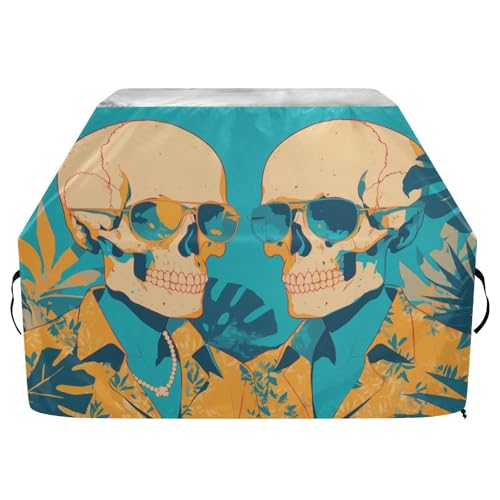 Cool Human Skulls Grillabdeckung mit orange-grünen Blättern, für den Außenbereich, 165 cm, wasserdicht, strapazierfähig, reißfest, lichtbeständig, mit verstellbarem Kordelzug für Staub und Wind Cool Human Skulls Grillabdeckung mit orange-grünen Blättern, für den Außenbereich, 165 cm, wasserdicht, strapazierfähig, reißfest, lichtbeständig, mit verstellbarem Kordelzug für Staub und Wind von sanluoli