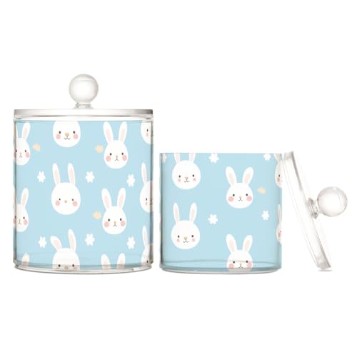 Cute Bunnies Aufbewahrungsboxen aus Kunststoff mit Deckel, Badezimmer-Utensilien, dekorative kleine Aufbewahrungsbehälter für Wattestäbchen, Wattepads, Zahnseide-Picker, Büroklammern, 2 Stück Cute Bunnies Aufbewahrungsboxen aus Kunststoff mit Deckel, Badezimmer-Utensilien, dekorative kleine Aufbewahrungsbehälter für Wattestäbchen, Wattepads, Zahnseide-Picker, Büroklammern, 2 Stück von sanluoli