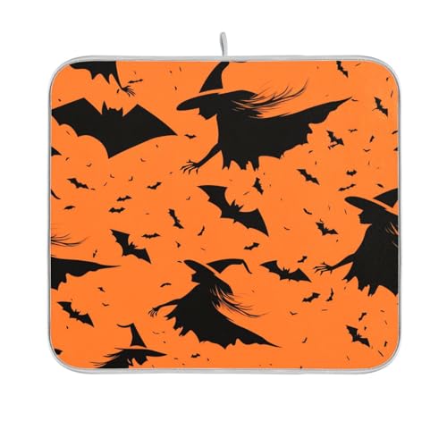 Evil Witch Geschirrmatte Arbeitsplatte Zubehör Küche Geschirr Abtropfgestell Matte Luftfritteuse Hitzebeständige Matte 40,6 x 45,7 cm von sanluoli