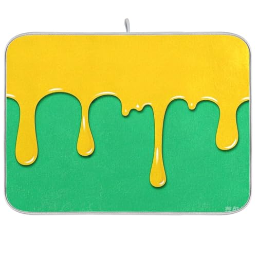 Fashion Street Graffiti Painting Orange Green Drying Dish Mat Dish Drainers Mats for Kitchen Theke Dish Abtropfmatten Trockner Küchenmatte Geschirrmatten zum Trocknen von Geschirr groß 45,7 x 61 cm von sanluoli
