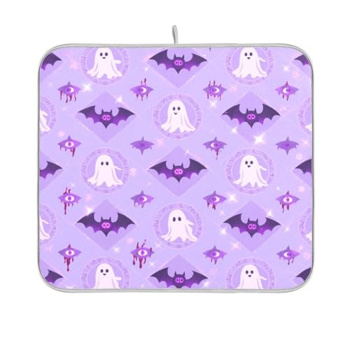 Freundliche Halloween-Geschirrmatte mit Fledermäusen für Küchentheke, Matte unter Abtropfgestell, Theke, Heizmatte, 40,6 x 45,7 cm Freundliche Halloween-Geschirrmatte mit Fledermäusen für Küchentheke, Matte unter Abtropfgestell, Theke, Heizmatte, 40,6 x 45,7 cm von sanluoli