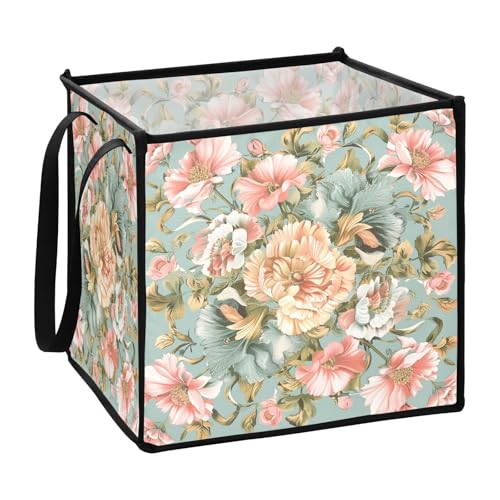 Frühlingskörbe in Pastellfarben, Blumenmuster, Organisations- und Aufbewahrungsboxen für Garage, faltbare kleine Körbe zum Organisieren, 33 x 33 x 33 cm von sanluoli
