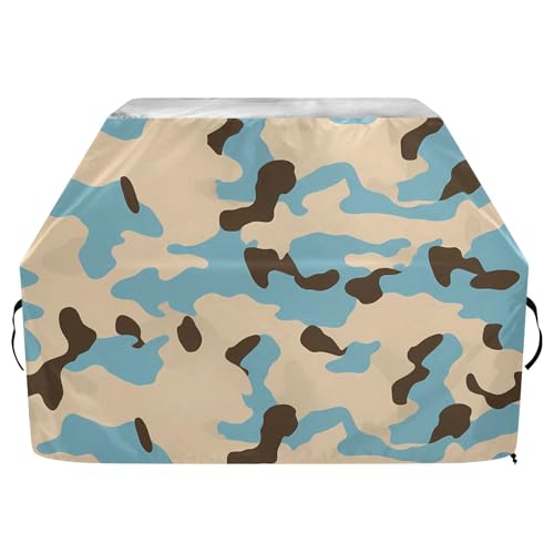 Gasgrill-Abdeckung für den Außenbereich, 165 cm, wasserdicht, strapazierfähig, mit verstellbarem Kordelzug für Staub, Wind, Camouflage, Blau / Beige Gasgrill-Abdeckung für den Außenbereich, 165 cm, wasserdicht, strapazierfähig, mit verstellbarem Kordelzug für Staub, Wind, Camouflage, Blau / Beige von sanluoli
