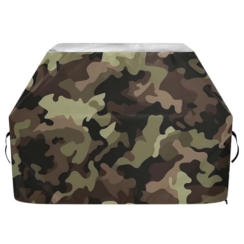 Gasgrill-Abdeckung für den Außenbereich, 165 cm, wasserdicht, strapazierfähig, mit verstellbarem Kordelzug für Staub, Wind, Camouflage, Braun von sanluoli