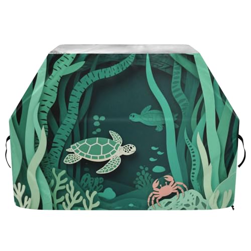 Gasgrill-Abdeckungen, Papierschnitt, Meeresschildkröte, Grün, 165 cm, wasserdicht, strapazierfähig, mit verstellbarem Kordelzug für Staub und Wind Gasgrill-Abdeckungen, Papierschnitt, Meeresschildkröte, Grün, 165 cm, wasserdicht, strapazierfähig, mit verstellbarem Kordelzug für Staub und Wind von sanluoli