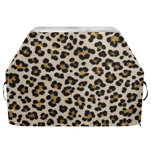 Gefälschte Grillabdeckung mit Leopardenmuster, für den Außenbereich, 165 cm, wasserdicht, strapazierfähig, mit verstellbarem Kordelzug für Staub und Wind, Beige von sanluoli