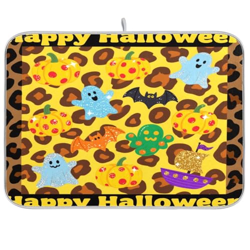 Gelb-braune Kürbis-Halloween-Trockenmatte für Küche, Arbeitsplatte, Abtropfgestell, matt, Küche, saugfähige Matte, Abtropfmatten für Küche, groß, 45,7 x 61 cm Gelb-braune Kürbis-Halloween-Trockenmatte für Küche, Arbeitsplatte, Abtropfgestell, matt, Küche, saugfähige Matte, Abtropfmatten für Küche, groß, 45,7 x 61 cm von sanluoli