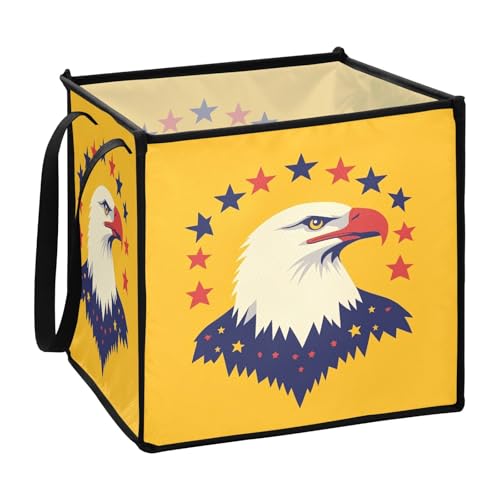Gelbe Körbe zum National Memorial Day Vogel-Design für Schuhe, faltbare Seilkörbe, Organisation und Aufbewahrungsboxen, 33 x 33 x 33 cm von sanluoli