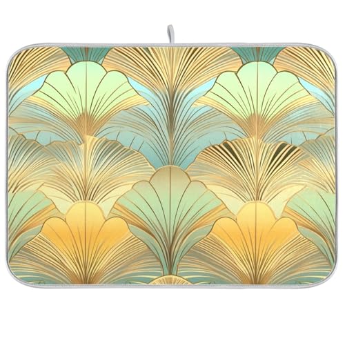 Geometrische grüne abstrakte Geschirrmatte, Küchenzubehör für Arbeitsplatte, Abtropfgestell, Theke, Heizmatte, XL, Abtropfmatte für Geschirr, 45,7 x 61 cm von sanluoli