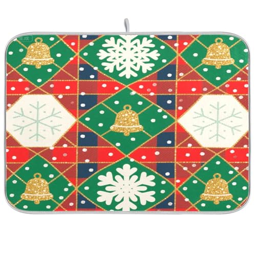 Geschirrabtropfmatte mit weihnachtlichem Büffelkaro, Grün / Rot, für Küchentheke, Abtropfgestell, Tablett, Arbeitsplattenschutz, hitzebeständig, Größe XL, 45,7 x 61 cm Geschirrabtropfmatte mit weihnachtlichem Büffelkaro, Grün / Rot, für Küchentheke, Abtropfgestell, Tablett, Arbeitsplattenschutz, hitzebeständig, Größe XL, 45,7 x 61 cm von sanluoli