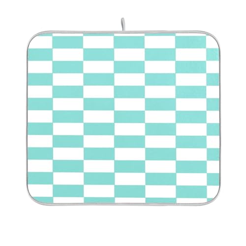 Geschirrmatte, amerikanisches Karomuster, Küchenarbeitsplatte, Abtropfmatte, Theke, Heizmatte, 40,6 x 45,7 cm, Grün und Weiß von sanluoli