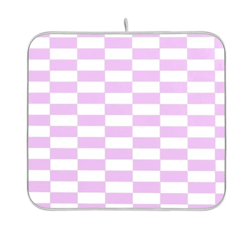 Geschirrmatte, amerikanisches Karomuster, Küchentheke, Abtropfmatte und Regal, Geschirrtrockner, 40,6 x 45,7 cm, Violett und Weiß Geschirrmatte, amerikanisches Karomuster, Küchentheke, Abtropfmatte und Regal, Geschirrtrockner, 40,6 x 45,7 cm, Violett und Weiß von sanluoli