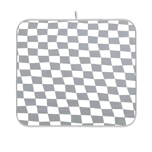 Geschirrmatte, grau-weiß kariert, für Küchentheke, Gadgets, Abtropfmatte, wasserabsorbierende Pads für Küche, 40,6 x 45,7 cm Geschirrmatte, grau-weiß kariert, für Küchentheke, Gadgets, Abtropfmatte, wasserabsorbierende Pads für Küche, 40,6 x 45,7 cm von sanluoli