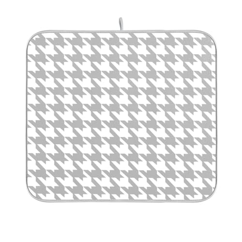 Geschirrmatte, klassisch, grau, grau, weiß, Hahnentrittmuster, Thekenmatte, Küchen-Abtropfmatte für Küchentheke, hitzebeständige Matte, 40,6 x 45,7 cm von sanluoli