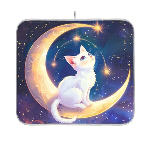 Geschirrmatte mit Katzen-Motiv, Motiv: Sternenhimmel, Cartoon, Anime, Küchenmatte, Theke, Abtropfgestell, Matten für Küchentheke, hitzebeständige Matte, 40,6 x 45,7 cm Geschirrmatte mit Katzen-Motiv, Motiv: Sternenhimmel, Cartoon, Anime, Küchenmatte, Theke, Abtropfgestell, Matten für Küchentheke, hitzebeständige Matte, 40,6 x 45,7 cm von sanluoli
