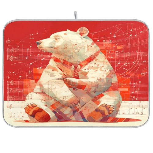 Geschirrmatte mit niedlichem Bär, Musiknote, Burgunderrot, Küchentheke, Zubehör, Abtropfmatte, Trocknermatte, Küche, großes Abtropfgestell, 45,7 x 61 cm Geschirrmatte mit niedlichem Bär, Musiknote, Burgunderrot, Küchentheke, Zubehör, Abtropfmatte, Trocknermatte, Küche, großes Abtropfgestell, 45,7 x 61 cm von sanluoli