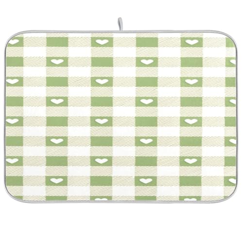 Grau-grüne Geschirrmatte, Geschirrabtropfmatte für Küchentheke, Küche, Arbeitsplatte, hitzebeständig, Thekenmatte, Geschirrabtropfmatte, XL, Mikrofaser, 45,7 x 61 cm von sanluoli