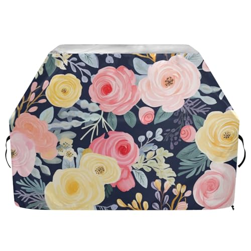 Grillabdeckung mit bunten Blumen, 165 cm, wasserdicht, strapazierfähig, mit verstellbarem Kordelzug für Staub und Wind von sanluoli