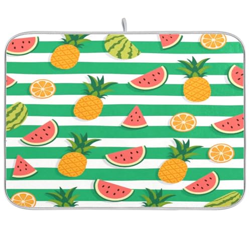 Grün-weiß gestreifte Sommerfrucht-Geschirrmatte, Abtropfgestell, Küchentheke, Küchenzubehör für Arbeitsplatte, Küche, saugfähige Matte, 45,7 x 61 cm, Geschirrabtropfmatte, 45,7 x 61 cm Grün-weiß gestreifte Sommerfrucht-Geschirrmatte, Abtropfgestell, Küchentheke, Küchenzubehör für Arbeitsplatte, Küche, saugfähige Matte, 45,7 x 61 cm, Geschirrabtropfmatte, 45,7 x 61 cm von sanluoli