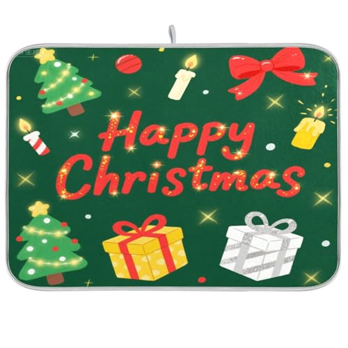 Grüne Abtropfmatte mit Aufschrift "Merry Christmas", Küchenmatte, Abtropfmatte und Abtropfgestell, Küchenmatte, Geschirrmatten zum Trocknen von Geschirr, groß, 45,7 x 61 cm Grüne Abtropfmatte mit Aufschrift "Merry Christmas", Küchenmatte, Abtropfmatte und Abtropfgestell, Küchenmatte, Geschirrmatten zum Trocknen von Geschirr, groß, 45,7 x 61 cm von sanluoli