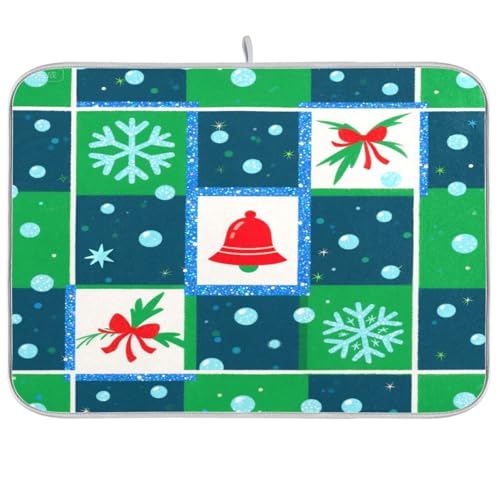 Grüne blaue Weihnachts-Trockenmatte Küchenmatte für Theke Arbeitsplatte Geschirrtrockner Matte große Mikrofaser-Abtropfmatte 45,7 x 61 cm von sanluoli