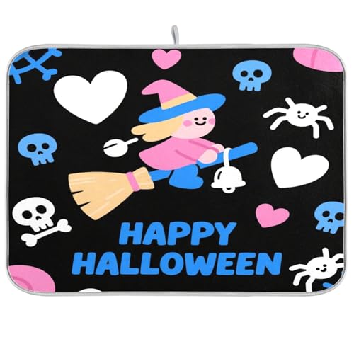 Halloween-Hexenherz, schwarz, blau, Abtropfmatte, Arbeitsplatte, Zubehör, Küche, Arbeitsplatte, Schutzmatte, Küche, saugfähig, Mikrofaser, Abtropfmatte, groß, 45,7 x 61 cm Halloween-Hexenherz, schwarz, blau, Abtropfmatte, Arbeitsplatte, Zubehör, Küche, Arbeitsplatte, Schutzmatte, Küche, saugfähig, Mikrofaser, Abtropfmatte, groß, 45,7 x 61 cm von sanluoli