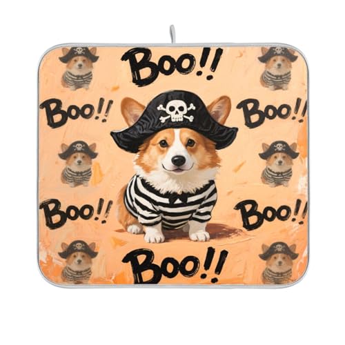 Halloween-Piraten-Tier-Trockenmatte für Küchentheke, Trockenmatte, für Geschirr, Trockner, Tuch, 40,6 x 45,7 cm Halloween-Piraten-Tier-Trockenmatte für Küchentheke, Trockenmatte, für Geschirr, Trockner, Tuch, 40,6 x 45,7 cm von sanluoli
