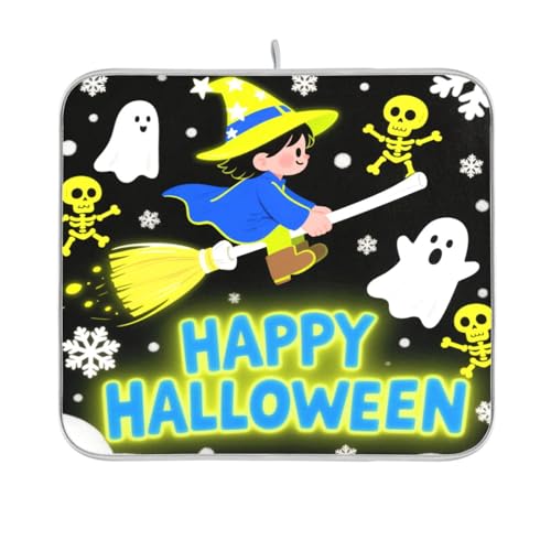 Halloween Snow Witch Blue Dish Drying Mat Kitchen Theke Drying Mat Countertop Dish Drying Mat Dish Tumble Mats 16 x 18 von sanluoli