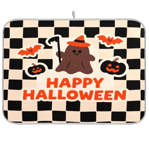 Happy Halloween Fledermaus schwarz kariert Geschirrabtropfmatte Küchenmatte Theke Geschirrtrockner Tuch Jumbo Geschirrabtropfmatte 45,7 x 61 cm Happy Halloween Fledermaus schwarz kariert Geschirrabtropfmatte Küchenmatte Theke Geschirrtrockner Tuch Jumbo Geschirrabtropfmatte 45,7 x 61 cm von sanluoli