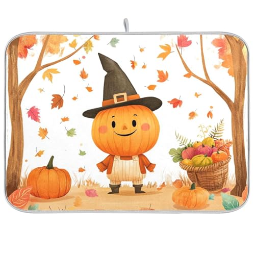 Herbst-Ahornblatt-Kürbis-Geschirrmatte, Küchenarbeitsplatte, Dekoration, Abtropfmatte, hitzebeständig, Abtropfmatte, Jumbo, 45,7 x 61 cm Herbst-Ahornblatt-Kürbis-Geschirrmatte, Küchenarbeitsplatte, Dekoration, Abtropfmatte, hitzebeständig, Abtropfmatte, Jumbo, 45,7 x 61 cm von sanluoli