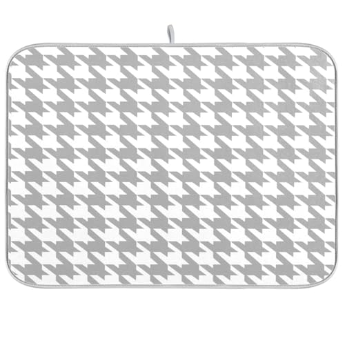 Klassisches grau-grau-weißes Hahnentritt-Geschirrmatte, Abtropfgestell, Küchentheke, Küchenzubehör für Arbeitsplatte, hitzebeständig, Jumbo, 45,7 x 61 cm von sanluoli