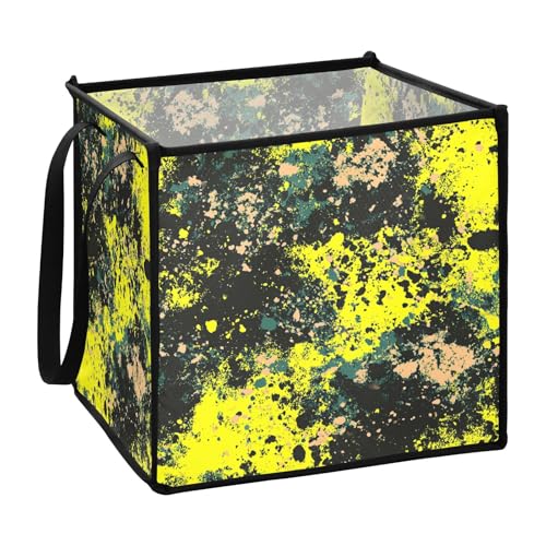 Körbe für Regale für Stoffregale, zusammenklappbar, 33 x 33 x 33 cm, Gelb / Grün von sanluoli