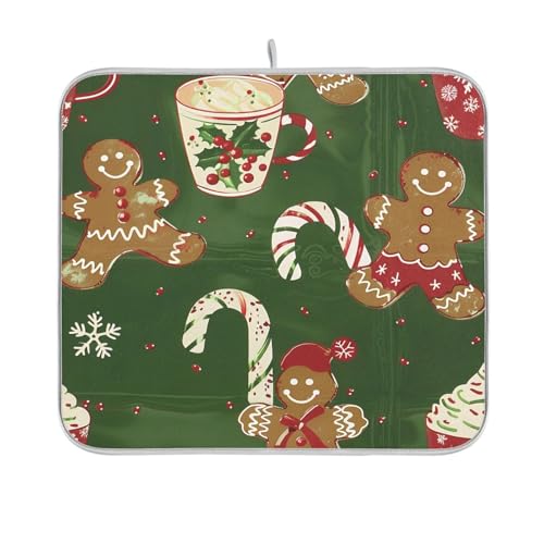 Lebkuchenmänner grün Weihnachten Geschirrmatte Küchentheke Abtropfmatte Trocknungsmatte Küchentheke saugfähige Matte 40,6 x 45,7 cm Lebkuchenmänner grün Weihnachten Geschirrmatte Küchentheke Abtropfmatte Trocknungsmatte Küchentheke saugfähige Matte 40,6 x 45,7 cm von sanluoli