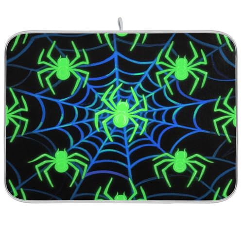 Leuchtende Geschirrmatte mit Spinnennetz, Küchenunterlagen zum Trocknen von Theken, hitzebeständig, extra groß, 45,7 x 61 cm von sanluoli