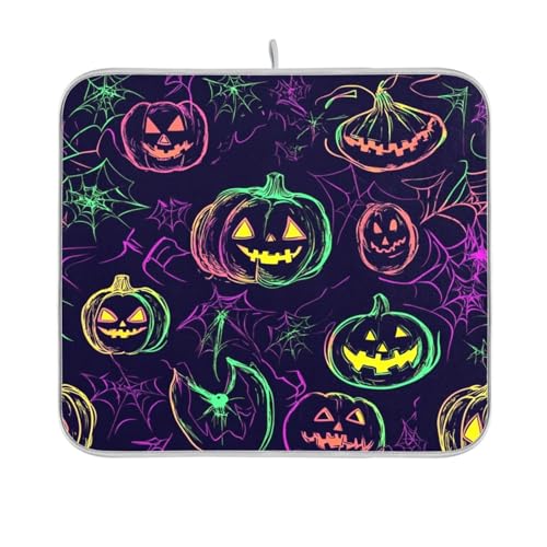 Leuchtende Halloween-Kürbis-Matte, nahtloses Muster, Abtropfmatte für Küche, Trocknungsmatten für Geschirr, Mikrofaser, Trocknermatte, Küche, 40,6 x 45,7 cm Leuchtende Halloween-Kürbis-Matte, nahtloses Muster, Abtropfmatte für Küche, Trocknungsmatten für Geschirr, Mikrofaser, Trocknermatte, Küche, 40,6 x 45,7 cm von sanluoli
