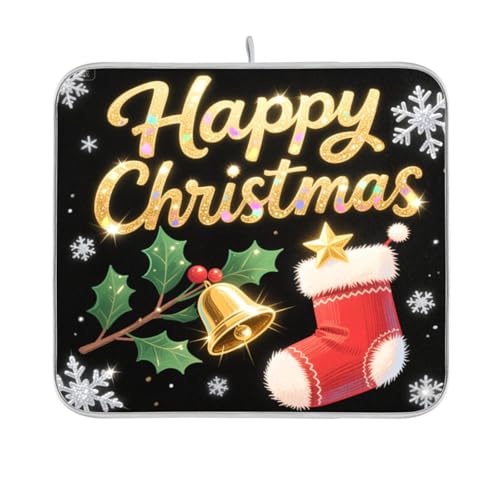 Merry Christmas Abtropfmatte für Küchentheke Geschirrabtropfmatten Geschirrtrockner Matte Küche 40,6 x 45,7 cm Merry Christmas Abtropfmatte für Küchentheke Geschirrabtropfmatten Geschirrtrockner Matte Küche 40,6 x 45,7 cm von sanluoli