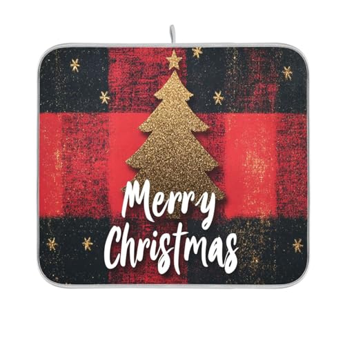 Merry Christmas Buffalo Plaid Red Drying Dish Mat Kitchen Countertop Mat Kitchen Countertop Mat Heat Resistant Drying Mat 16 x 18 Merry Christmas Buffalo Plaid Red Drying Dish Mat Kitchen Countertop Mat Kitchen Countertop Mat Heat Resistant Drying Mat 16 x 18 von sanluoli