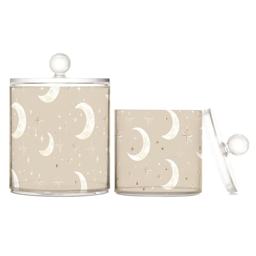 Moons Stars Aufbewahrungsboxen mit Deckel, Kunststoff, transparent, mit Deckel, dekorative kleine Aufbewahrungsbehälter für Wattestäbchen, Wattepads, Zahnseide-Picker, Büroklammern, 2 Stück Moons Stars Aufbewahrungsboxen mit Deckel, Kunststoff, transparent, mit Deckel, dekorative kleine Aufbewahrungsbehälter für Wattestäbchen, Wattepads, Zahnseide-Picker, Büroklammern, 2 Stück von sanluoli
