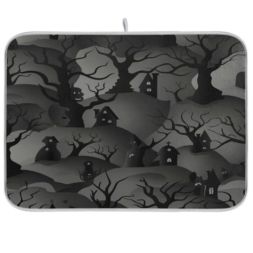 Mystery on Haunted Hill Abtropfmatte, Küche, Arbeitsplatte, Dekoration, Abtropfmatte, Küche, saugfähige Matte, Mikrofaser, Abtropfmatte, XL, 45,7 x 61 cm von sanluoli