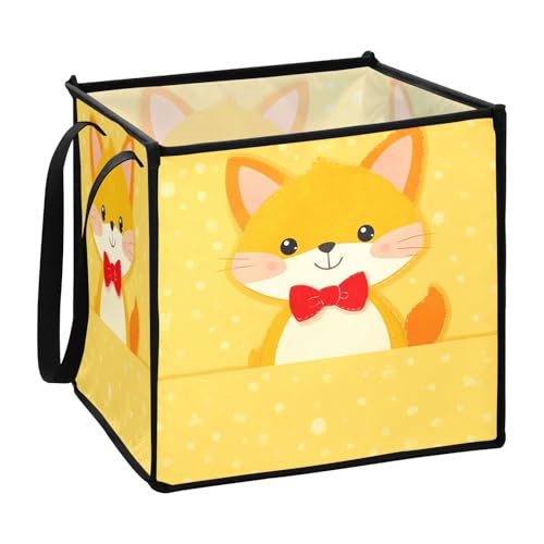 Niedliche Cartoon Yellow Fox Organisationskörbe für Handtücher Faltlösungen Stoff Würfel Aufbewahrungsbehälter 13x13x13 In von sanluoli