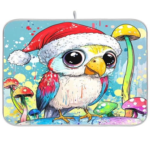 Niedliche Papageien-Geschirrmatte, Küchenmatte für Theke, Arbeitsplatte, hitzebeständig, Küchenmatte, Abtropfmatte, XL 45,7 x 61 cm von sanluoli