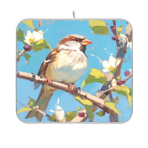 Ölgemälde Spring Sparrow Abtropfmatte Küche Arbeitsplatte Dekor Küche Matte Küche Trockner Matte 40,6 x 45,7 cm Ölgemälde Spring Sparrow Abtropfmatte Küche Arbeitsplatte Dekor Küche Matte Küche Trockner Matte 40,6 x 45,7 cm von sanluoli