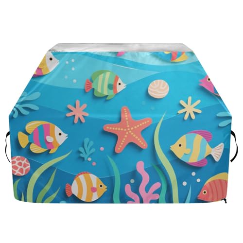 Ocean Sea Animals Cartoon Outdoor Grill Cover 65Inch Waterproof Heavy Duty Flat Top Grill Cover with Adjustable Drawstring for Dust Wind von sanluoli