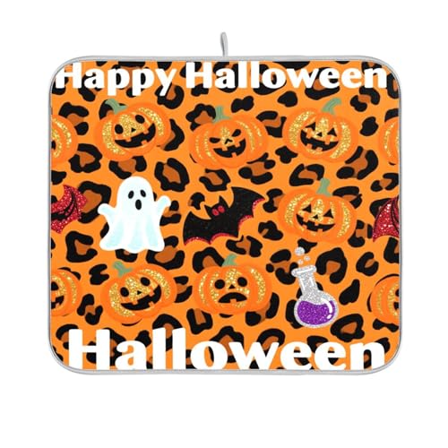 Orange Halloween Happy Pumpkin Abtropfmatte Geschirrabtropfmatten für Küchentheke Geschirrabtropftablett Thekentrockner 40,6 x 45,7 cm Orange Halloween Happy Pumpkin Abtropfmatte Geschirrabtropfmatten für Küchentheke Geschirrabtropftablett Thekentrockner 40,6 x 45,7 cm von sanluoli